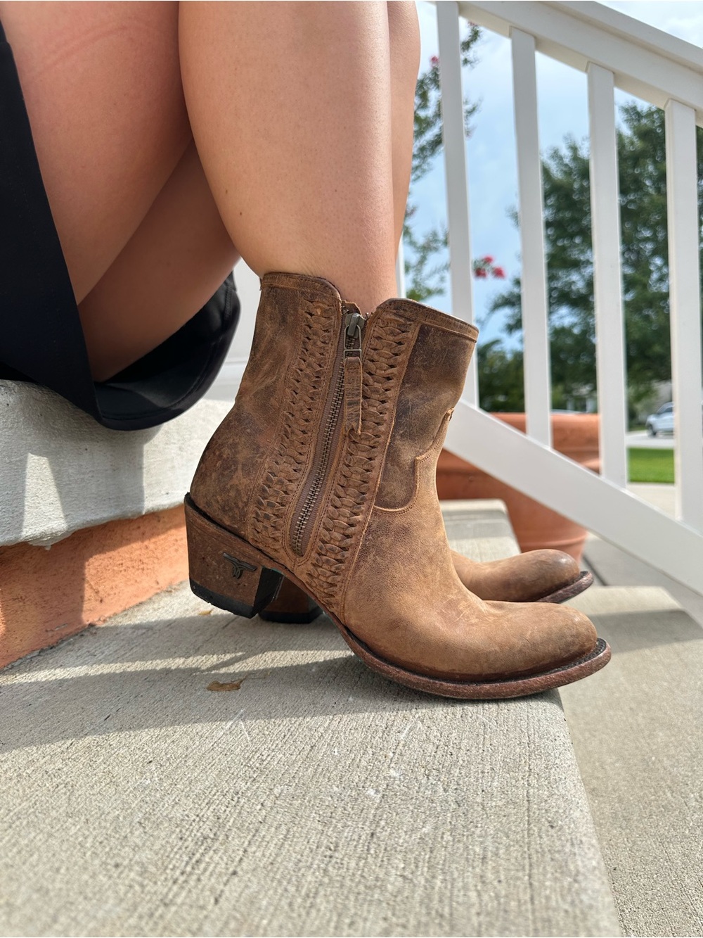 Lane Boots Layten Brown Leather Western Ankle Boots - Women's 8 zip Closure